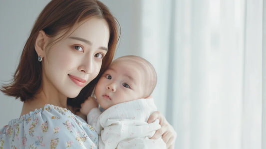 Singapore mum holding her newborn baby by the window — postpartum weight loss guide by AlmightyPT